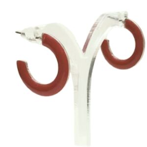 Red Enamel Skinny Huggie Post Hoops Vintage